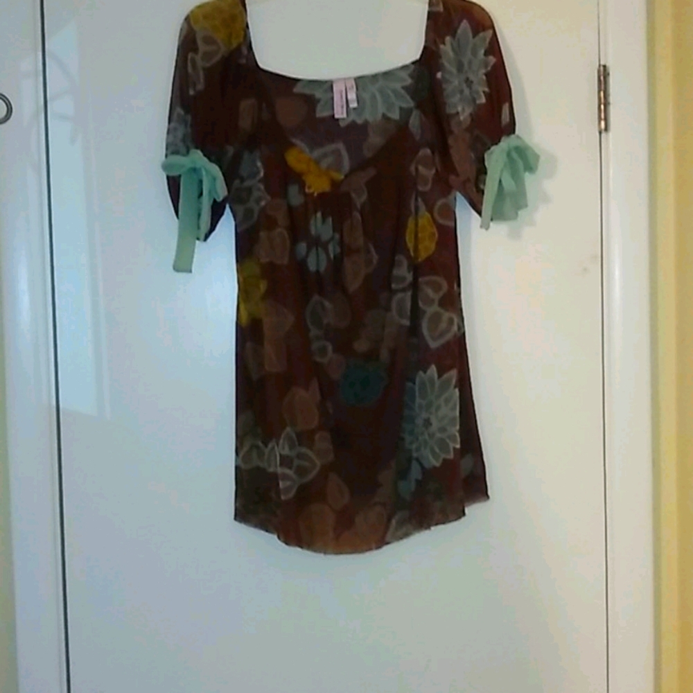 Brown Flowery Blouse